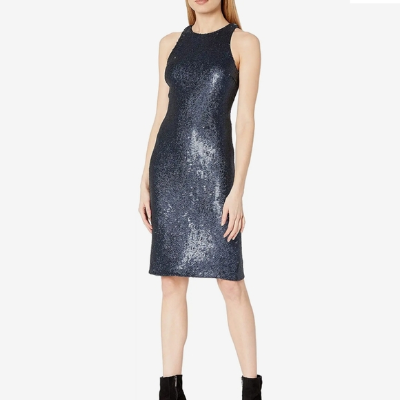 Halston Heritage Dresses & Skirts - Halston Evening Sexy Bodycon Style Navy Sequinned Cocktail Dress